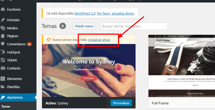 Actualizar WordPress Ahora