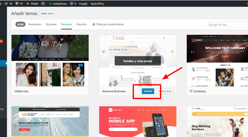 Instalar tema WordPress