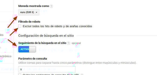 Seguimiento búsqueda Google Analytics